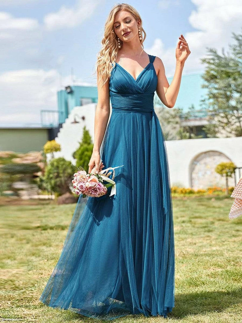 Ever-Pretty US Floor Length Double V Neck Tulle Bridesmaid Dresses 19 Ever-Pretty US Floor Length Double V Neck Tulle Bridesmaid Dresses