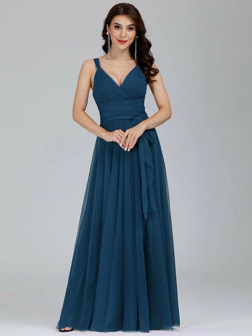 Ever-Pretty US Floor Length Double V Neck Tulle Bridesmaid Dresses 22 Ever-Pretty US Floor Length Double V Neck Tulle Bridesmaid Dresses