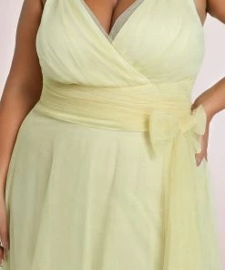 Ever-Pretty US Plus Size Double V Neck Maxi Tulle Bridesmaid Dress SHOP BY STYLE