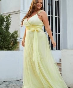 Ever-Pretty US Plus Size Double V Neck Maxi Tulle Bridesmaid Dress SHOP BY STYLE
