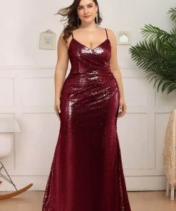 Ever-Pretty US Sexy Plus Size V Neck Sequin Formal Evening Dress Party Dresses