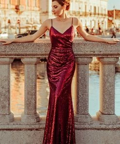 Ever-Pretty US Sexy Sequin Backless Fishtail Evening Gowns For Women