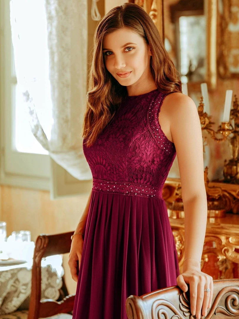 Ever-Pretty US Sleeveless Lace Bodice Empire Waist Long A Line Bridesmaid Dress 3 Ever-Pretty US Sleeveless Lace Bodice Empire Waist Long A Line Bridesmaid Dress