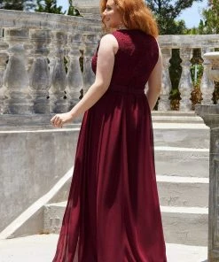 Ever-Pretty US SHOP BY STYLE Plus Size Sleeveless Maxi Long A Line Lace Formal Evening Dresses