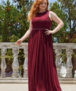 Ever-Pretty US SHOP BY STYLE Plus Size Sleeveless Maxi Long A Line Lace Formal Evening Dresses