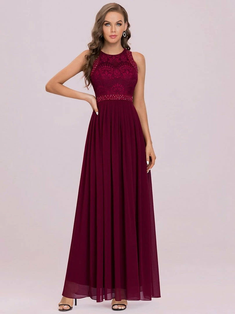 Ever-Pretty US Sleeveless Lace Bodice Empire Waist Long A Line Bridesmaid Dress 4 Ever-Pretty US Sleeveless Lace Bodice Empire Waist Long A Line Bridesmaid Dress