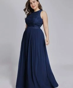 Ever-Pretty US SHOP BY STYLE Plus Size Sleeveless Maxi Long A Line Lace Formal Evening Dresses
