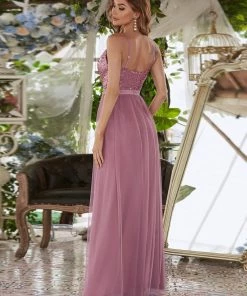 Ever-Pretty US Maxi Long Spaghetti Strap Prom Dress For Women With Sequin