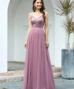 Ever-Pretty US Maxi Long Spaghetti Strap Prom Dress For Women With Sequin