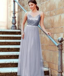 Ever-Pretty US Maxi Long Spaghetti Strap Prom Dress For Women With Sequin