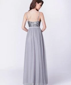 Ever-Pretty US Maxi Long Spaghetti Strap Prom Dress For Women With Sequin