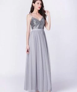 Ever-Pretty US Maxi Long Spaghetti Strap Prom Dress For Women With Sequin