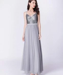 Ever-Pretty US Maxi Long Spaghetti Strap Prom Dress For Women With Sequin