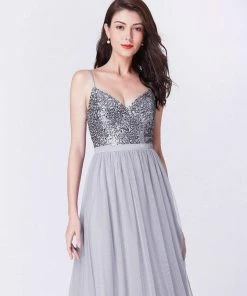 Ever-Pretty US Maxi Long Spaghetti Strap Prom Dress For Women With Sequin