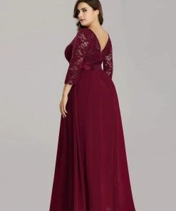 Ever-Pretty US Prom Dresses Simple Plus Size Lace Evening Dress With Half Sleeves