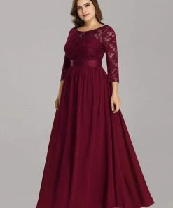 Ever-Pretty US Prom Dresses Simple Plus Size Lace Evening Dress With Half Sleeves