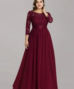 Ever-Pretty US Prom Dresses Simple Plus Size Lace Evening Dress With Half Sleeves