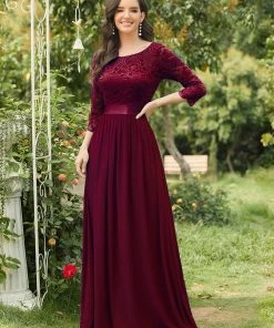 Ever-Pretty US SHOP BY OCCASION See-Through Floor Length Lace Evening Dress With Half Sleeve