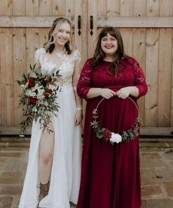 Ever-Pretty US Prom Dresses Simple Plus Size Lace Evening Dress With Half Sleeves