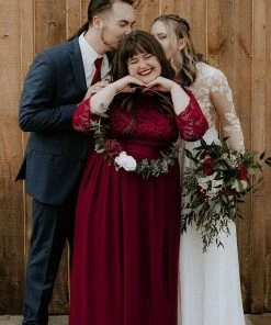 Ever-Pretty US Prom Dresses Simple Plus Size Lace Evening Dress With Half Sleeves