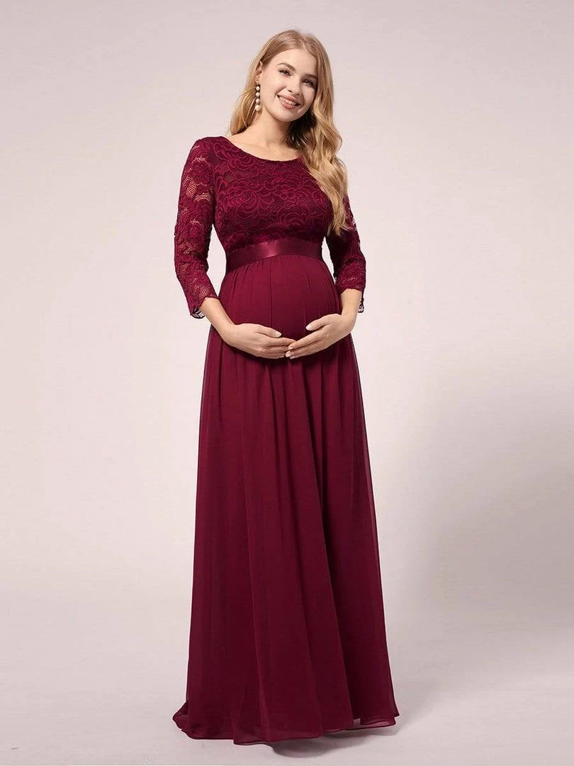 Ever-Pretty US Full-sleeves Lace Bodice Maxi Maternity Dress 2 Ever-Pretty US Full-sleeves Lace Bodice Maxi Maternity Dress
