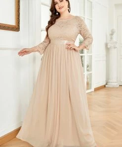 Ever-Pretty US White Dresses Custom Size See-Through Maxi Lace Evening Dress With Half Sleeve