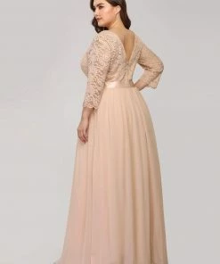 Ever-Pretty US SHOP BY OCCASION See-Through Floor Length Lace Evening Dress With Half Sleeve