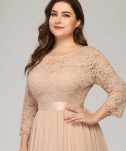 Ever-Pretty US White Dresses Custom Size See-Through Maxi Lace Evening Dress With Half Sleeve