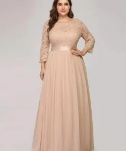 Ever-Pretty US SHOP BY OCCASION See-Through Floor Length Lace Evening Dress With Half Sleeve