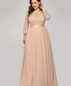 Ever-Pretty US Prom Dresses Simple Plus Size Lace Evening Dress With Half Sleeves