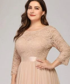 Ever-Pretty US Prom Dresses Simple Plus Size Lace Evening Dress With Half Sleeves