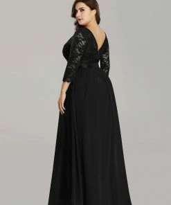 Ever-Pretty US SHOP BY OCCASION See-Through Floor Length Lace Evening Dress With Half Sleeve