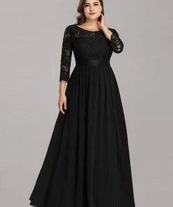 Ever-Pretty US Prom Dresses Simple Plus Size Lace Evening Dress With Half Sleeves