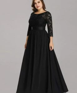 Ever-Pretty US Prom Dresses Simple Plus Size Lace Evening Dress With Half Sleeves
