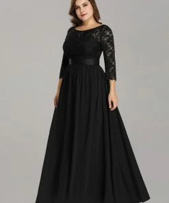 Ever-Pretty US White Dresses Custom Size See-Through Maxi Lace Evening Dress With Half Sleeve