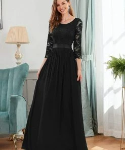 Ever-Pretty US SHOP BY OCCASION See-Through Floor Length Lace Evening Dress With Half Sleeve