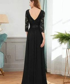 Ever-Pretty US SHOP BY OCCASION See-Through Floor Length Lace Evening Dress With Half Sleeve