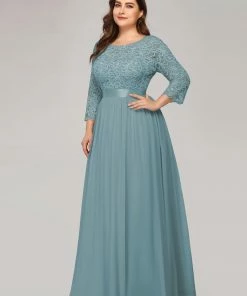 Ever-Pretty US White Dresses Custom Size See-Through Maxi Lace Evening Dress With Half Sleeve