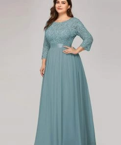 Ever-Pretty US Prom Dresses Simple Plus Size Lace Evening Dress With Half Sleeves