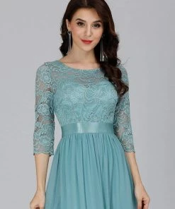 Ever-Pretty US See-Through Floor Length Lace Chiffon Evening Dress With Half Sleeve SHOP BY OCCASION