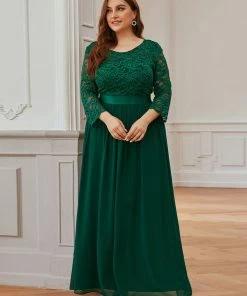 Ever-Pretty US White Dresses Custom Size See-Through Maxi Lace Evening Dress With Half Sleeve