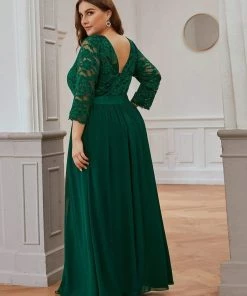Ever-Pretty US Prom Dresses Simple Plus Size Lace Evening Dress With Half Sleeves