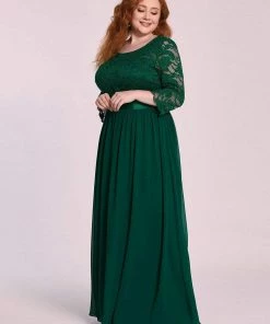 Ever-Pretty US Prom Dresses Simple Plus Size Lace Evening Dress With Half Sleeves