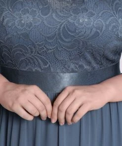 Ever-Pretty US White Dresses Custom Size See-Through Maxi Lace Evening Dress With Half Sleeve