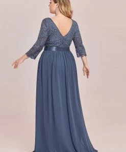 Ever-Pretty US White Dresses Custom Size See-Through Maxi Lace Evening Dress With Half Sleeve