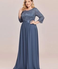 Ever-Pretty US White Dresses Custom Size See-Through Maxi Lace Evening Dress With Half Sleeve