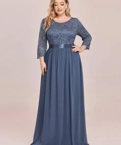 Ever-Pretty US White Dresses Custom Size See-Through Maxi Lace Evening Dress With Half Sleeve