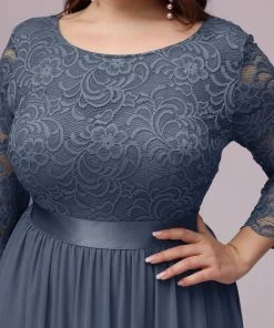 Ever-Pretty US Prom Dresses Simple Plus Size Lace Evening Dress With Half Sleeves