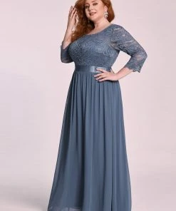 Ever-Pretty US Prom Dresses Simple Plus Size Lace Evening Dress With Half Sleeves