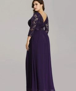 Ever-Pretty US Prom Dresses Simple Plus Size Lace Evening Dress With Half Sleeves